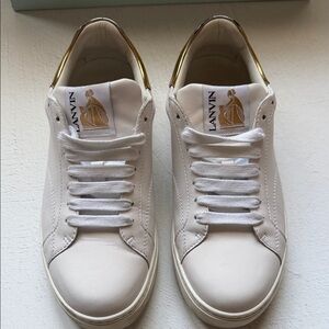 Lanvin DDBO Sneakers in White with Gold Accents
